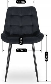 Krzesło Tapicerowane do Jadalni CHRIS Czarne Welurowe Nowoczesne Loft