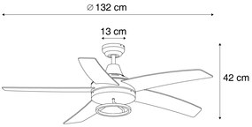 Czarny Wentylator sufitowy z lampą 132 cm z LED i pilotem - Cool Anello Nowoczesny Oswietlenie wewnetrzne