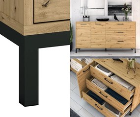 Komoda z szufladami i szafkami Nevio 13, dąb artisan