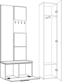 Masseno Garderoba MODULO 120,6/204/40 cm do Przedpokoju Nowoczesna Czarna