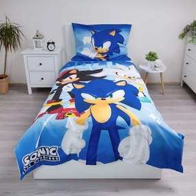Niebieska pościel dziecięca jednoosobowa z mikrowłókna 140x200 cm Sonic – Jerry Fabrics