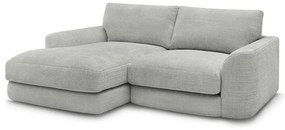 Jasnoszary narożnik z tkaniny szenilowej (lewostronny/z szezlongiem) Leonore – Bobochic Paris