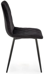 Czarne welurowe krzesło z oparciem na czarnych nogach K525