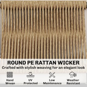 Outsunny Zestaw mebli z polirattanu 5-częściowy, 3 fotele, stolik ze szkła, podnóżek, szerokie i głębokie siedziska, zdejmowane poduszki | Aosom PL