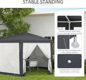 Outsunny Pawilon ogrodowy 4 x 4 m z moskitierą, namiot na imprezy, namiot ogrodowy, festiwalowy, 6-kątny, poliester, metal, ciemnoszary