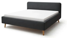 Ciemnoszare tapicerowane łóżko dwuosobowe ze schowkiem i stelażem 140x200 cm Mattis – Meise Möbel