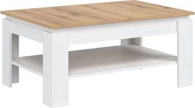 Ława z Półką do Salonu MIRLO 101,5 cm Biała/Dąb Evoke Nowoczesna