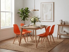 Pomaranczowe krzesło KITO z bukowymi nogami