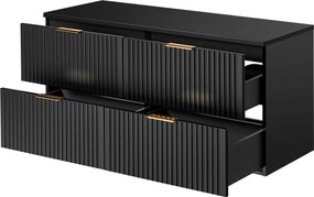 Szafka podwójna podumywalkowa czarna mat 120 x 46 cm ASTROS Black z blatem