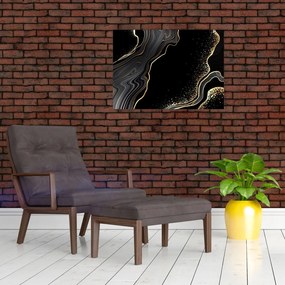 Obraz - Czarno - złoty marmur (70x50 cm)