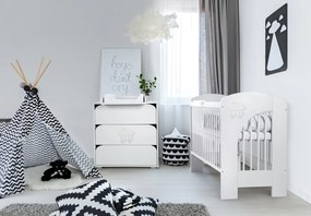 Białe łóżeczko niemowlęce Nel Chmurka z wyjmowanymi szczebelkami