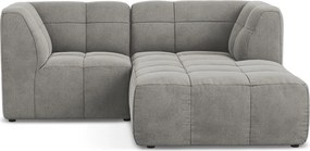 Szary aksamitny narożnik (prawostronny/z szezlongiem) Aloha – Makamii