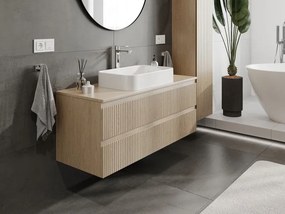 Mexen Rivel szafka łazienkowa podumywalkowa 120 cm z blatem, 2 szuflady, ryflowana , dąb - 91A20-12047-2-BFFC81