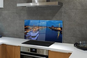 Szklany Panel Statek w Nocnym Mieście