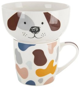 Orion Porcelanowy kubek z miseczką Pes, 0,35 l