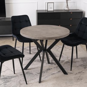 Stół Okrągły Rozkładany DORIAN 80-160 cm Beton/Czarny Nowoczesny Loft