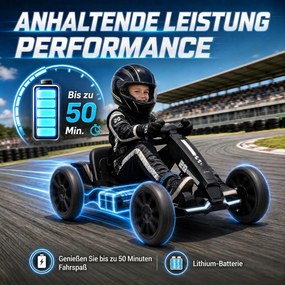 AIYAPLAY Elektryczny gokart dla dzieci 12V z 2 silnikami, 4-stopniowo regulowane siedzenie, system miękkiego startu, koła EVA, reflektory LED | Aosom PL