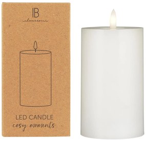IB Laursen Świeca okrągła LED WARM FLAME SL 12,5 cm biała