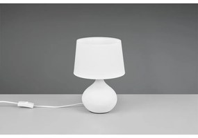 Biała lampa stołowa z ceramiki i tkaniny Trio Martin, wys. 29 cm