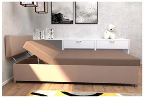 Tapicerowana leżanka z regulacją pozycji i pojemnikiem na pościel DALLAS 108x205 cm brązowy/ciemny brąz