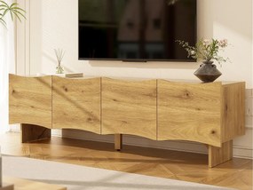 Meble TV 155x36x47 cm - 4 drzwi - wygląd drewna - Płyty wiórowe - Naturalny