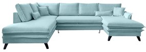 Jasnoniebieska rozkładana sofa w kształcie litery "U" Miuform Charming Charlie, lewostronna