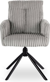 Zestaw Stół Rozkładany IBIZA 160-240 cm Czarny Marmur i 4 Krzesła Tapicerowane JUNE Szare Sztruksowe