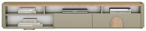 Szafka RTV Amilio 200 cm z szufladami - eukaliptus / dąb baltic dune / uchwyty dąb naturalny