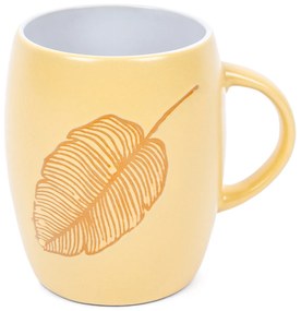 Kubek ceramiczny z dekorem Leaf, żółty