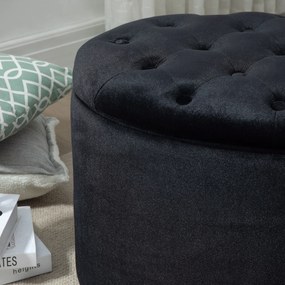 HOMCOM Ławka tapicerowana ze schowkiem skrzynia owalny kształt poliester drewno kolor czarny