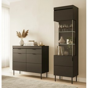 Komoda dwudrzwiowa Sentia 105 z dwoma szufladami - czarny / czarny