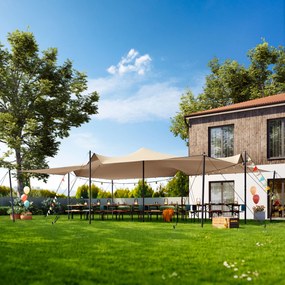 TOOLPORT Namiot Stretch 6 x 8 m, w zestawie ze słupami stalowymi, kolor: piaskowy - (1701)