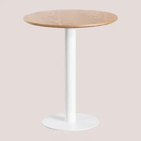 Okrągły Barowy Stół Z Mdf Xiren Naturalny Brąz Drewna - Biały & Ø70 Cm - Sklum