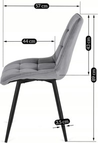 Krzesło Tapicerowane do Jadalni RIO Szare Welurowe Nowoczesne Loft