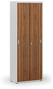 Szafa biurowa z drzwiami przesuwnymi PRIMO WHITE, 2128 x 800 x 420 mm, biały/orzech