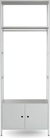 Regał biurowy otwarty z drążkiem na ubrania, do recepcji i poczekalni, metalowy, szary, 800x2200x400 mm: ARIEL