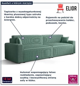Miętowa sofa rozkładana z pojemnikiem Z4-G84
