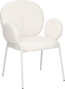 Krzesło do jadalni z podłokietnikami Bianco Arm, tkanina boucle
