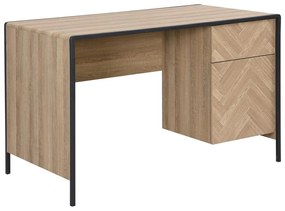 Biurko z 1 szufladą i 1 szafką - MDF i metal - Kolory: Naturalny i czarny - TUMACO