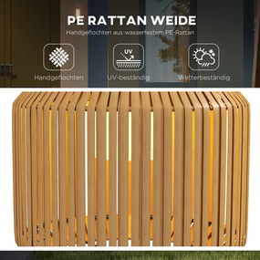 Outsunny Lampa solarna LED do ogrodu z rattanu Wodoodporna z panelem słonecznym i czujnikiem światła Stalowa żółta | Aosom PL