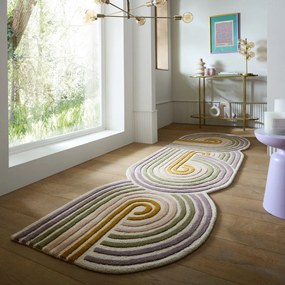 Zielony wełniany chodnik tkany ręcznie 80x300 cm Spiral Shaped – Flair Rugs