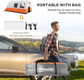 Outsunny Namiot Campingowy do 6 os., Rodzinny, Z oddzielnymi strefami, Wodoodporny, Kremowobiały