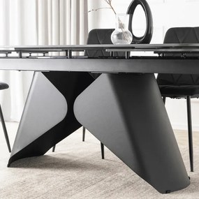 Stół Rozkładany Prostokątny VERONA 160-240 cm Ceramiczny Czarny Marmur/Czarny Loft
