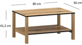 Ława Drewniana Prostokątna do Salonu VERVE 80 cm Dąb Evok Klasyczna Loft