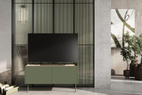 Szafka RTV Desin 120 cm z metalowymi nogami - oliwka / dąb nagano