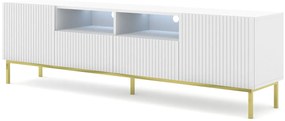 Biała szafka rtv z lamelami 200 cm - Melis 11X