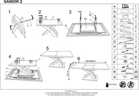 Czarny stół Sandor 2 na designerskiej nodze
