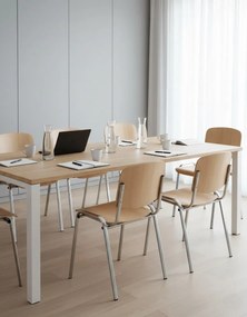 Chromowane krzesło konferencyjne z drewnianym siedziskiem L7-B21