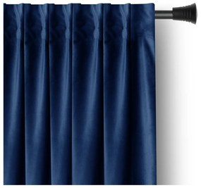 Ciemnoniebieska aksamitna zasłona częściowo zaciemniająca (dimout) 140x245 cm Pleat – Restilo