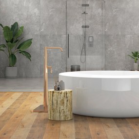 HOMCOM Stolik pomocniczy w designie pieńka drzewa, odporny na warunki atmosferyczne, do wnętrz i ogrodu, Beton, Ø37 x 43 cm